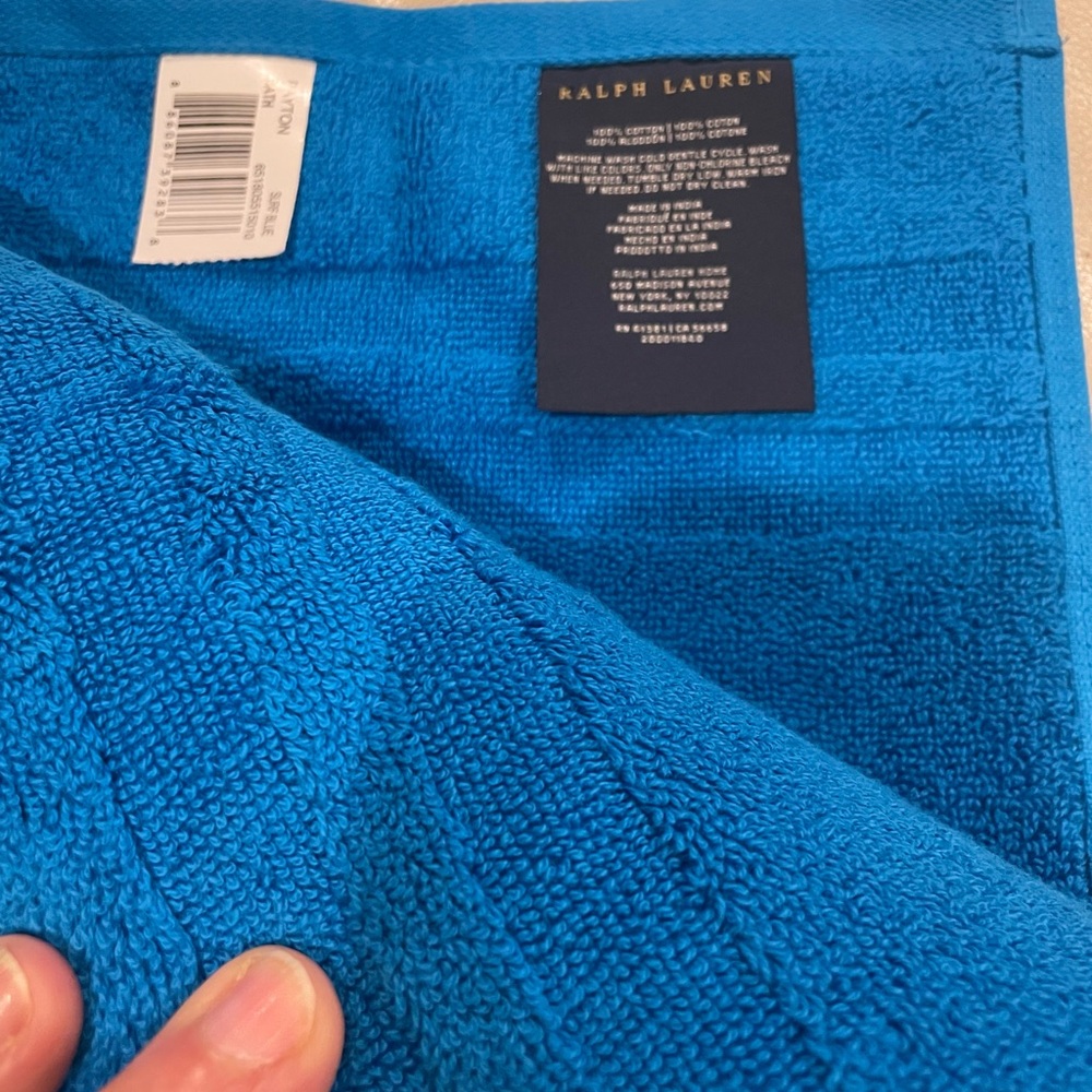 NWT Ralph Lauren 30x58 Bath Towel Surf Blue